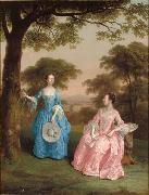Arthur Devis Double Portrait of Alicia and Jane Clarke in a Wooden Landscape china oil painting artist
